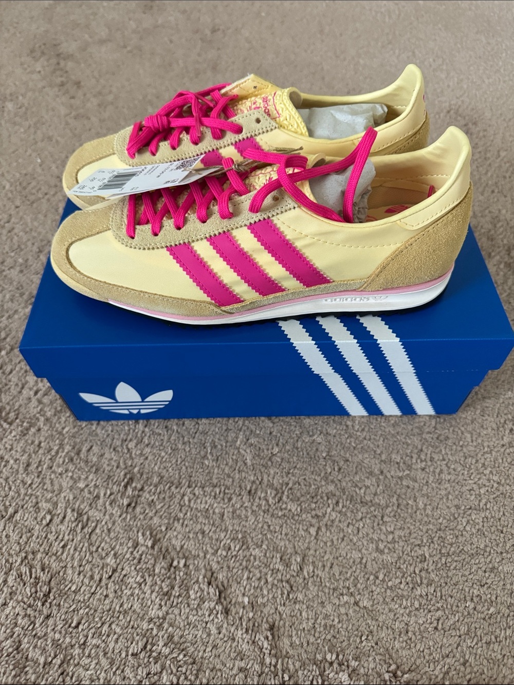 adidas Yellow and Pink SL 72 Retro Sneakers - Picture 3 of 9